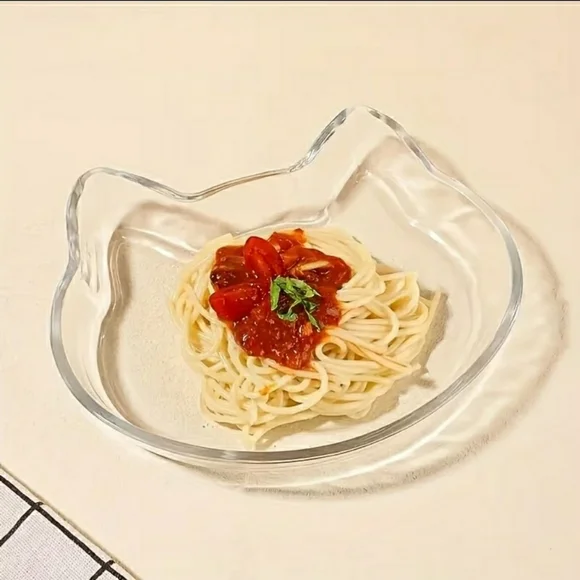 NIB! Set Of 2 Cat-Shaped Glass Plates - Heat Resistant, Microwave Safe - Picture 5 of 5